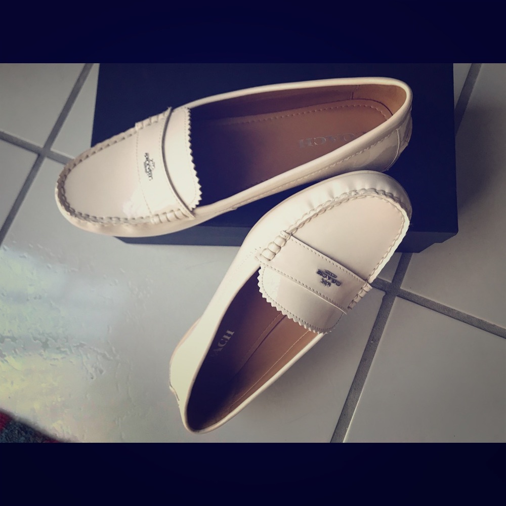 Coach Odette Patent Loafers in Chalk
